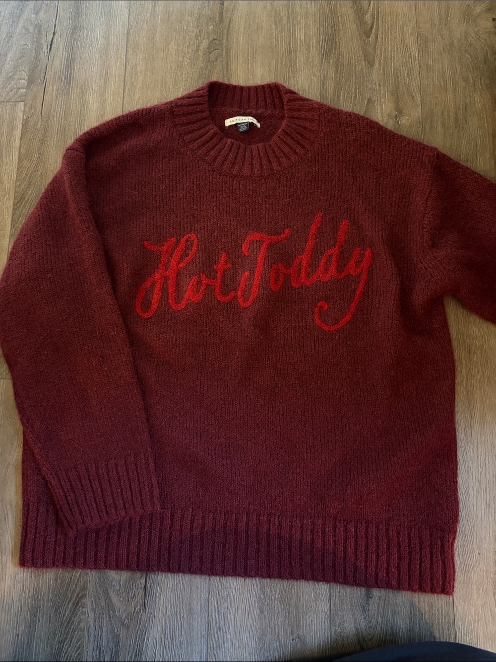 American Eagle Outfitters Maroon Crewneck Sweater with Red Script
